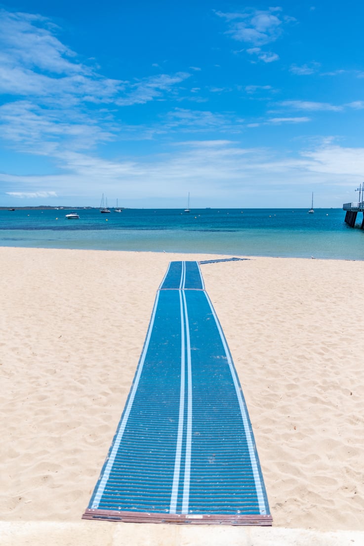 Wheelchair access to the beach at Palm beach, Mangles Bay